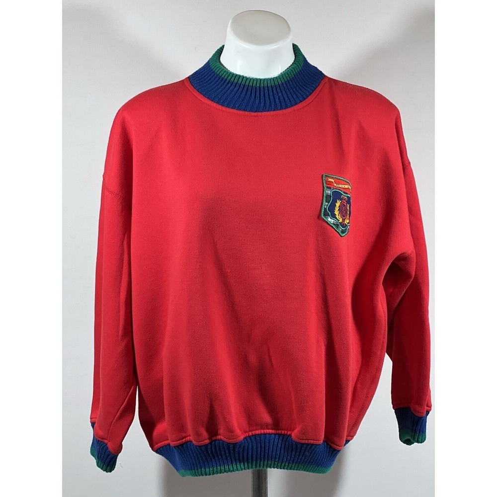 French Navy Large Womens Sweatshirt Red Pullover with‎ Embroidered Crest